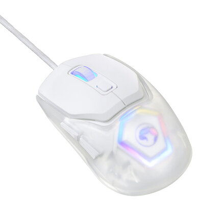 Marvo Myš FIT LITE G1, 12000DPI, optika, 7tl., drátová USB, bílá, herní, RGB podsvícení