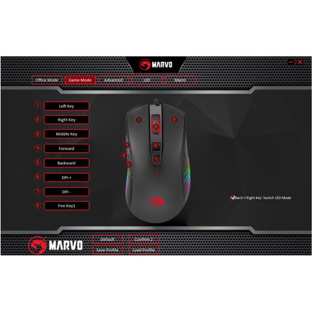Marvo Myš M519, 12000DPI, optika, 8tl., 1 kolečko, drátová USB, černá, herní
