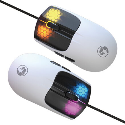 Myš drátová USB, Marvo M727, bílá, optika, 12000DPI