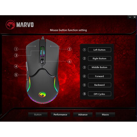 Marvo Myš M359, 3200DPI, optika, 7tl., 1 kolečko, drátová USB, černá, herní