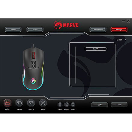 Marvo Myš M358, 7200DPI, optika, 7tl., drátová USB, černá, herní, podsvícená
