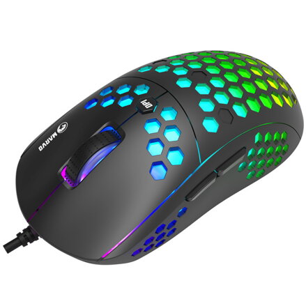 Marvo Myš M399, 6400DPI, optická, 6tl., 1 kolečko, drátová USB, černá, herní, podsvícená