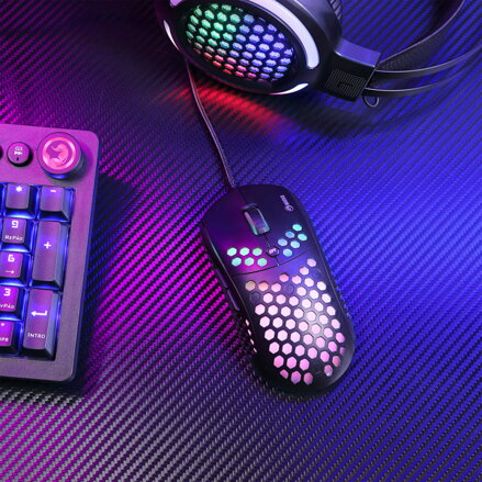 Marvo Myš M399, 6400DPI, optická, 6tl., 1 kolečko, drátová USB, černá, herní, podsvícená