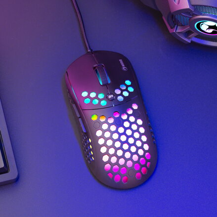 Marvo Myš M399, 6400DPI, optická, 6tl., 1 kolečko, drátová USB, černá, herní, podsvícená