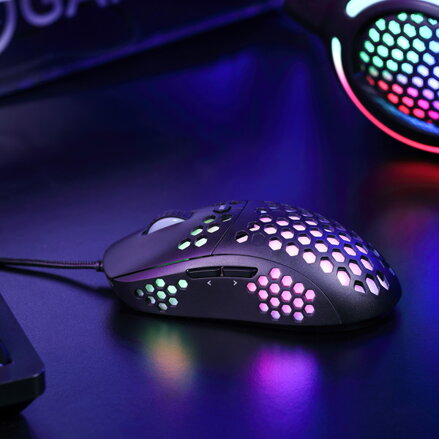 Marvo Myš M399, 6400DPI, optická, 6tl., 1 kolečko, drátová USB, černá, herní, podsvícená