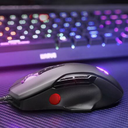 Marvo Myš G945, 10000DPI, optika, 9tl., 1 kolečko, drátová USB, černá, herní, RGB podsvícení