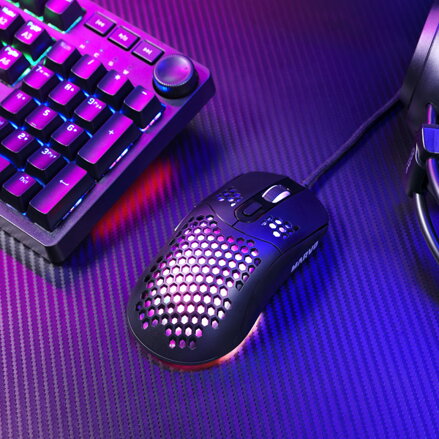 Marvo Myš G925, 12000DPI, optika, 7tl., drátová USB, černá, herní, podsvícená