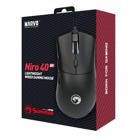 Myš drátová, Marvo Niro 40 Black, černá, optika, 12000DPI