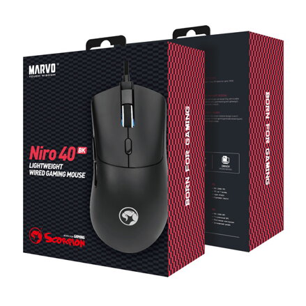 Myš drátová, Marvo Niro 40 Black, černá, optika, 12000DPI