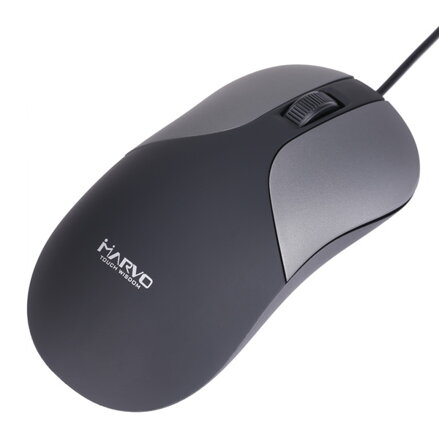 Marvo Myš DMS002GY, 1200DPI, optika, 3tl., 1 kolečko, šedá, kancelářská