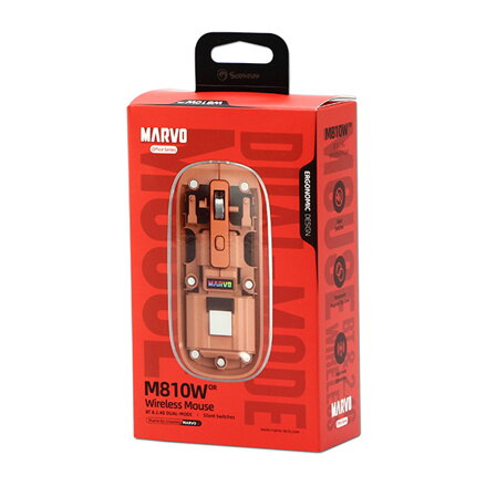 Myš bezdrátová, Marvo PRISM B10 Orange, oranžová, optická, 1600DPI