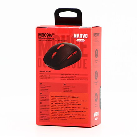 Myš bezdrátová, Marvo M809W, černá, optika, 1600DPI