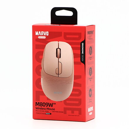 Myš bezdrátová, Marvo M809W, pastelově oranžová, optika, 1600DPI