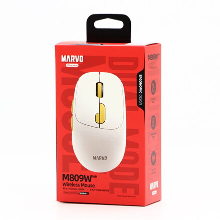 Myš bezdrátová, Marvo M809W, bílá, optika, 1600DPI