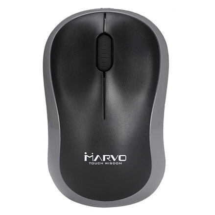Marvo Myš DWM100GY, 1000DPI, 2.4 [GHz], optika, 3tl., 1 kolečko, bezdrátová, černo-šedá, 1 ks AAA, kancelářská