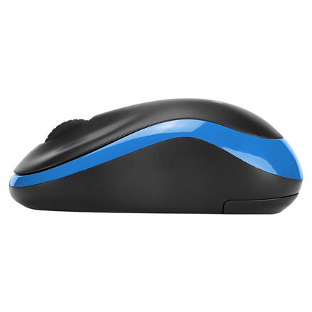 Marvo Myš DWM100BL, 1000DPI, 2.4 [GHz], optika, 3tl., 1 kolečko, bezdrátová, černo-modrá, 1 ks AAA, kancelářská