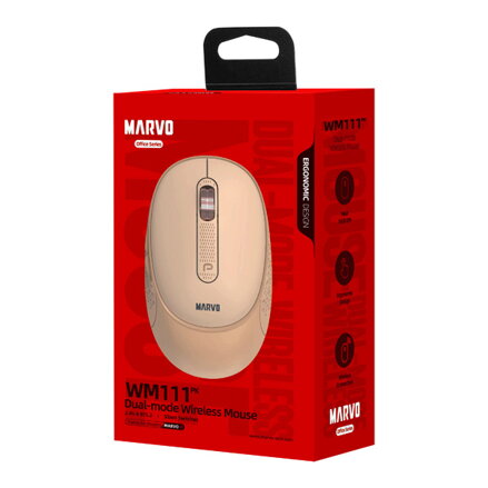 Myš bezdrátová, Marvo WM111 PK, růžová, optika, 1600DPI