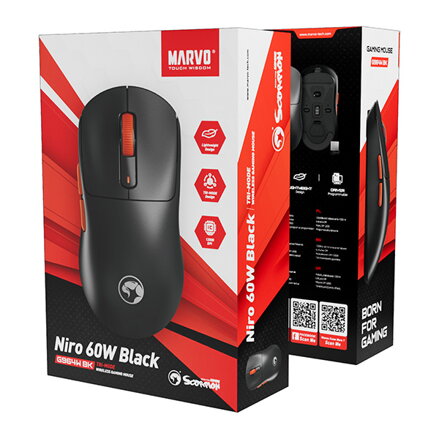 Myš Marvo NIRO 60, černá, optika, 12000DPI, Tri-Mode