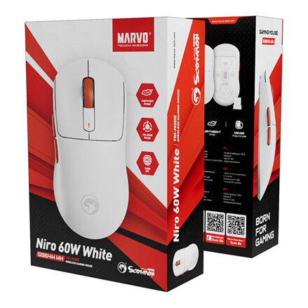 Myš Marvo NIRO 60, bílá, optika, 12000DPI, Tri-Mode