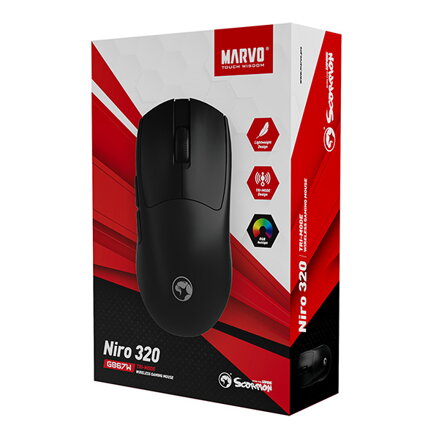 Myš Marvo NIRO 320, černá, optika, 8000DPI, Tri-Mode