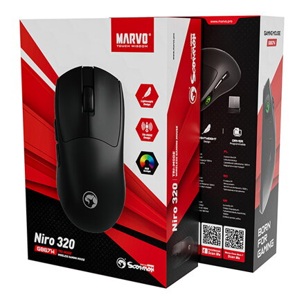 Myš Marvo NIRO 320, černá, optika, 8000DPI, Tri-Mode