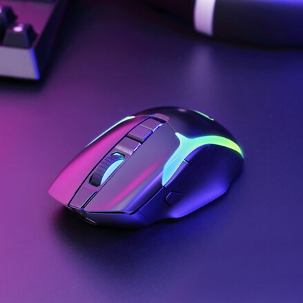 Marvo Myš M729W, 4800DPI, 2.4 [GHz], optika, 7tl., bezdrátová, černá, 1 ks vestavěná baterie, herní, podsvícená