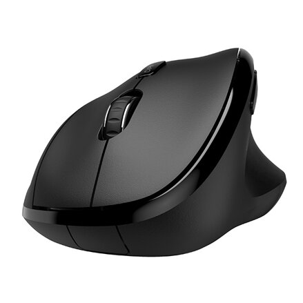 Powerton Myš CLOE, 1600DPI, 2.4 [GHz], optická, 6tl., bezdrátová, černá, 1 ks AA, ergonomická