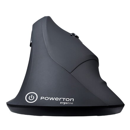 Powerton Myš SHARK, 1600DPI, 2.4 [GHz], optická, 6tl., bezdrátová, černá, 1 ks AA, ergonomická, vertikální