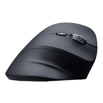 Powerton Myš SHARK, 1600DPI, 2.4 [GHz], optická, 6tl., bezdrátová, černá, 1 ks AA, ergonomická, vertikální