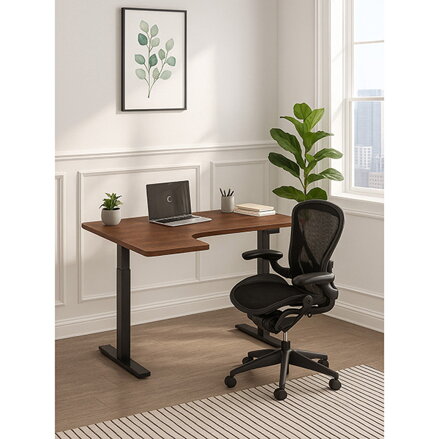 Deska stolu rohová, ořech, 160x110-60x2.5 cm, laminovaná dřevotříska, Powerton