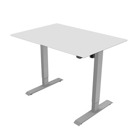 Pracovní stůl, elektricky nastavitelná výška, šedá deska, 75x159cm, hloubka 500 mm, 100V-240V, šedý, 70 kg nosnost, ergo