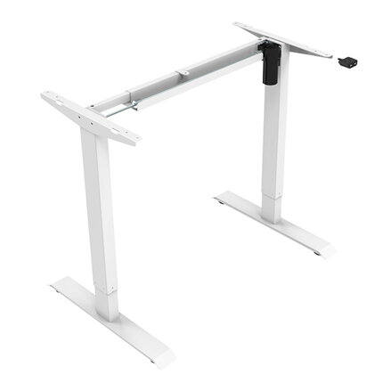 Pracovní stůl, elektricky nastavitelná výška, buk, 75x140cm, rozsah 500 mm, 100V-240V, bílý, 70 kg nosnost, ergo