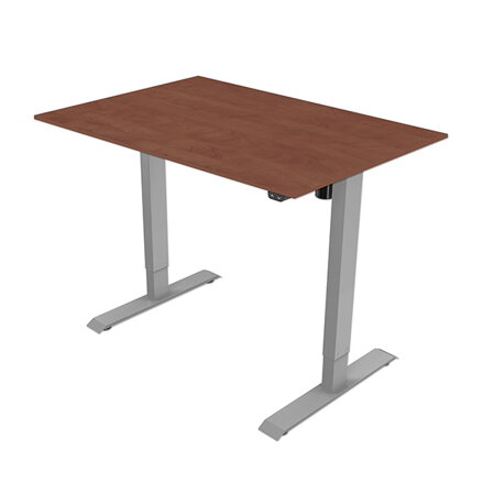 Pracovní stůl, elektricky nastavitelná výška, třešeň, 75x120cm, hloubka 500 mm, 100V-240V, šedý, 70 kg nosnost, ergo