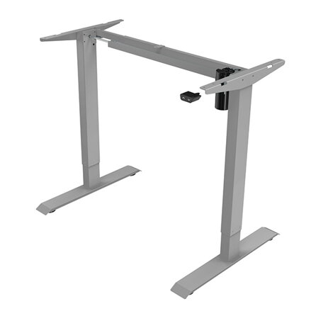 Pracovní stůl, elektricky nastavitelná výška, třešeň, 75x120cm, hloubka 500 mm, 100V-240V, šedý, 70 kg nosnost, ergo