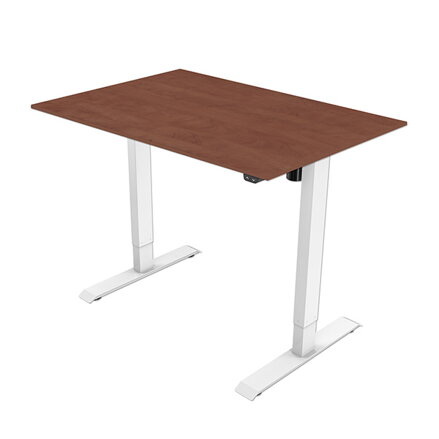 Pracovní stůl, elektricky nastavitelná výška, třešeň, 75x120cm, hloubka 500 mm, 100V-240V, bílý, 70 kg nosnost, ergo