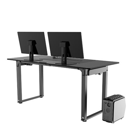Pracovní stůl, elektricky nastavitelná výška, černá deska, 160X75 cm, 74-116 cm, UPLIFT, s XXL podložkou pod myš, ULTRADESK