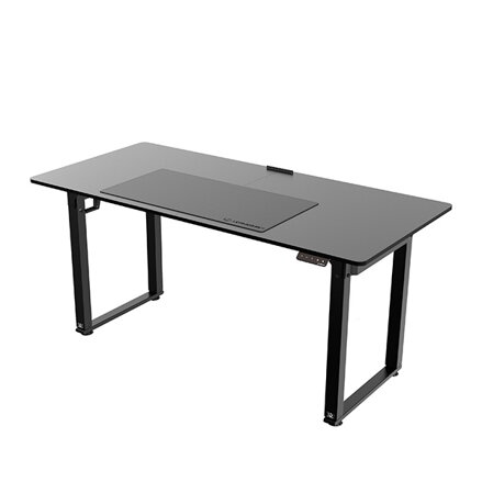 Pracovní stůl, elektricky nastavitelná výška, černá deska, 160X75 cm, 74-116 cm, UPLIFT, s XXL podložkou pod myš, ULTRADESK