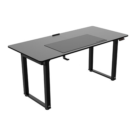 Pracovní stůl, elektricky nastavitelná výška, černá deska, 160X75 cm, 74-116 cm, UPLIFT, s XXL podložkou pod myš, ULTRADESK