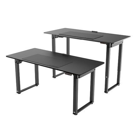 Pracovní stůl, elektricky nastavitelná výška, černá deska, 160X75 cm, 74-116 cm, UPLIFT, s XXL podložkou pod myš, ULTRADESK