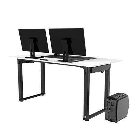 Pracovní stůl, elektricky nastavitelná výška, bílá deska, 160x75 cm, 74-116 cm, UPLIFT, s XXL podložkou pod myš, ULTRADESK