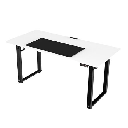 Pracovní stůl, elektricky nastavitelná výška, bílá deska, 160x75 cm, 74-116 cm, UPLIFT, s XXL podložkou pod myš, ULTRADESK