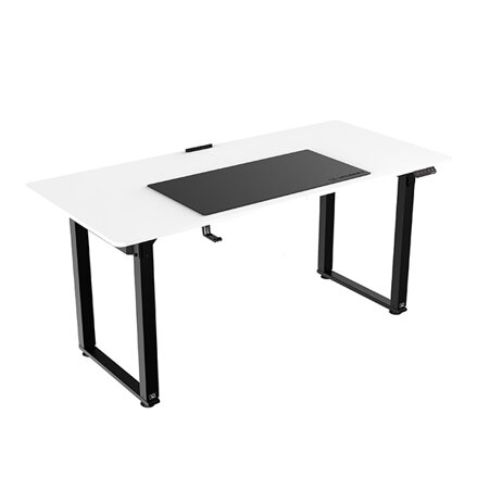 Pracovní stůl, elektricky nastavitelná výška, bílá deska, 160x75 cm, 74-116 cm, UPLIFT, s XXL podložkou pod myš, ULTRADESK