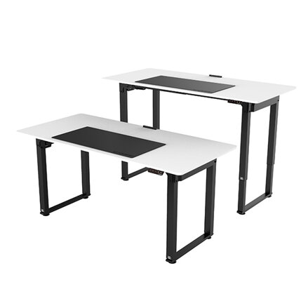 Pracovní stůl, elektricky nastavitelná výška, bílá deska, 160x75 cm, 74-116 cm, UPLIFT, s XXL podložkou pod myš, ULTRADESK