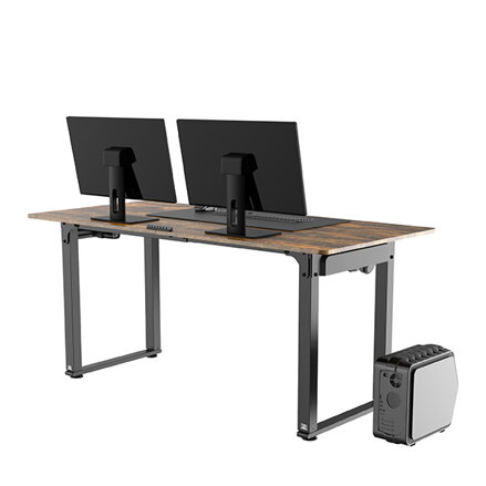 Pracovní stůl, elektricky nastavitelná výška, hnědá deska, 160x75 cm, 74-116 cm, UPLIFT, s XXL podložkou pod myš, ULTRADESK, držák