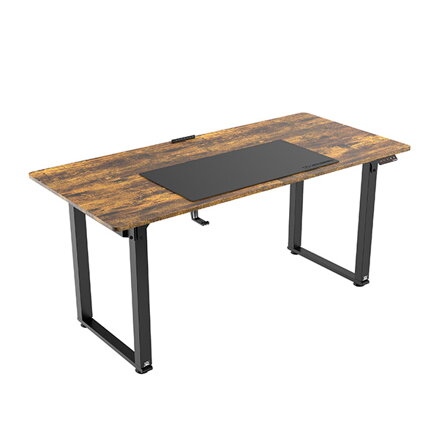 Pracovní stůl, elektricky nastavitelná výška, hnědá deska, 160x75 cm, 74-116 cm, UPLIFT, s XXL podložkou pod myš, ULTRADESK, držák
