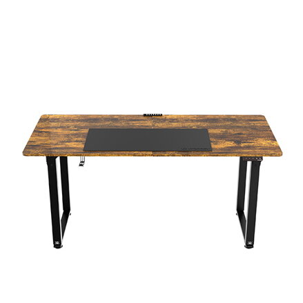 Pracovní stůl, elektricky nastavitelná výška, hnědá deska, 160x75 cm, 74-116 cm, UPLIFT, s XXL podložkou pod myš, ULTRADESK, držák