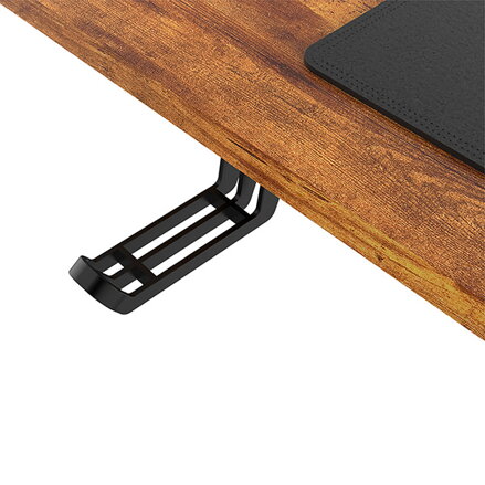 Pracovní stůl, elektricky nastavitelná výška, hnědá deska, 160x75 cm, 74-116 cm, UPLIFT, s XXL podložkou pod myš, ULTRADESK, držák