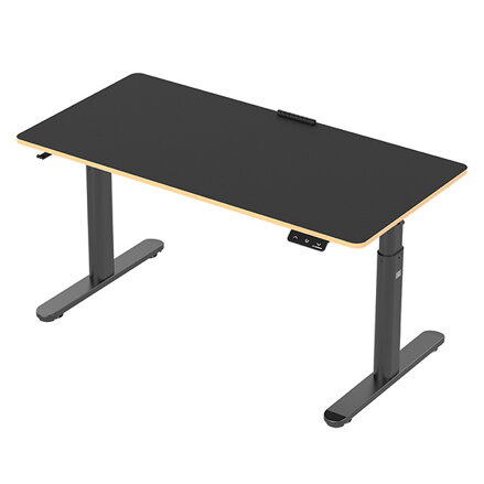 Dětský pracovní stůl, elektricky nastavitelná výška, černá deska, 120X60 cm, 55-81 cm, PULSAR, držák sluchátek, klip na kabely, UL