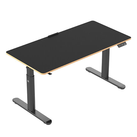 Dětský pracovní stůl, elektricky nastavitelná výška, černá deska, 120X60 cm, 55-81 cm, PULSAR, držák sluchátek, klip na kabely, UL