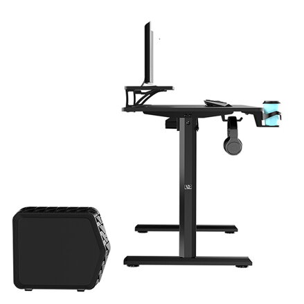 Pracovní stůl, elektricky nastavitelná výška, 120X60 cm, 72-117 cm, HIGHLANDER BLACK, černý, ULTRADESK